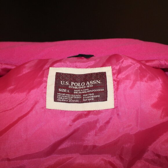 Large Black and Pink US POLO ASSN. Puffer Vest Jacket - Picture 2 of 5